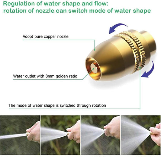 Gießpistole aus Metall, Hochdruck-Gießkanne aus Metall mit Messingdüse zum Autowaschen, Reinigen, Bewässern von Gärten und Rasenflächen – lang