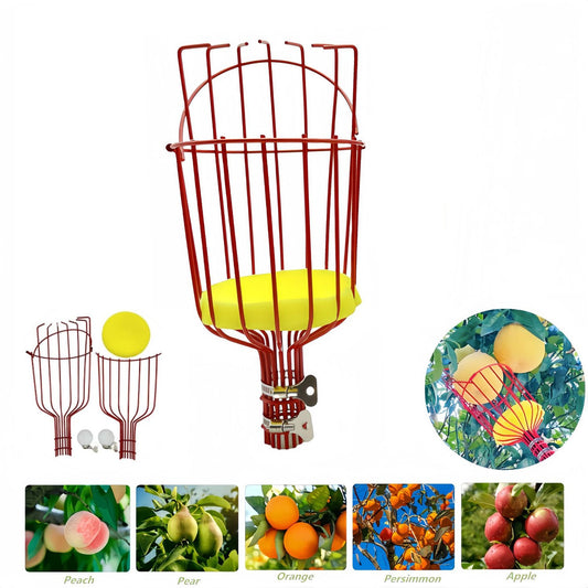 Obstpflücker, Obstpflückkopf, Metallpflückstab, Gartengeräte für Obstbäume, ohne Teleskopstange(rot)