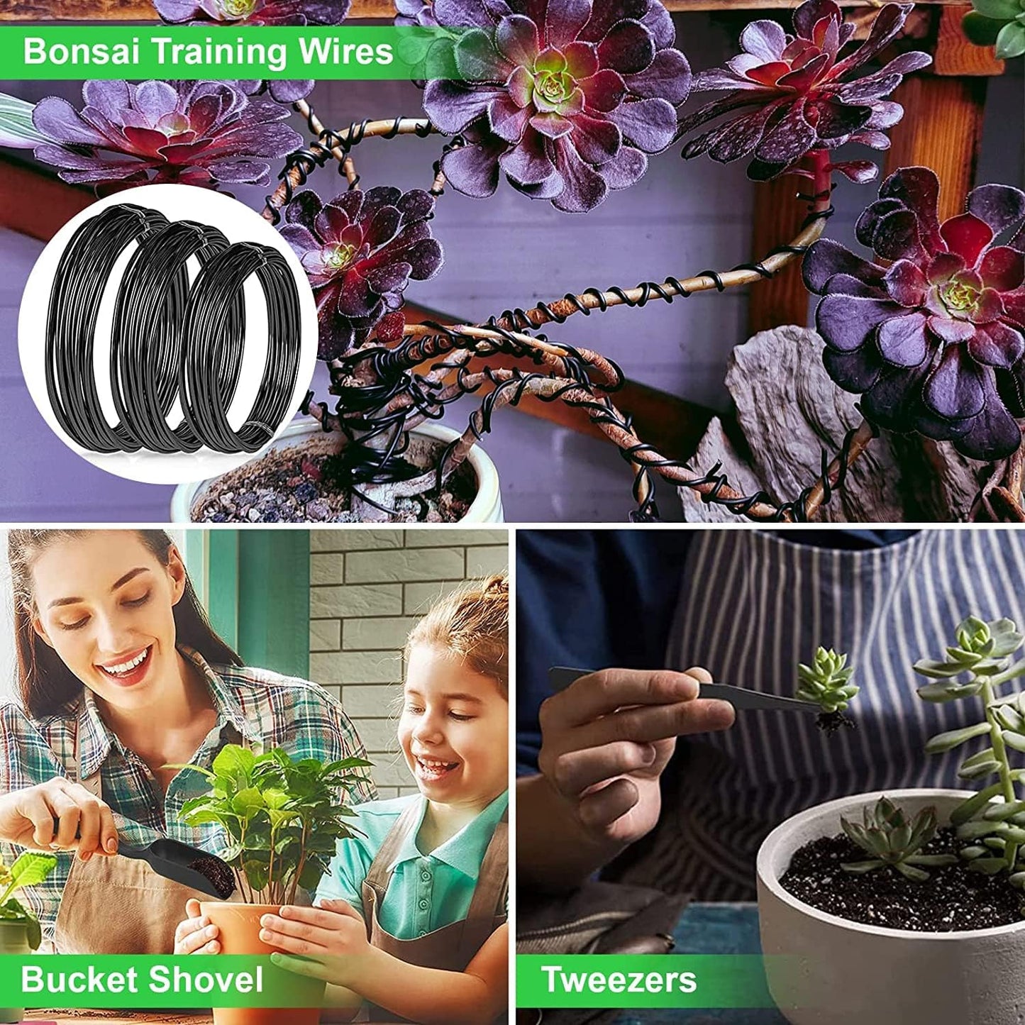 Bonsai-Werkzeugset – 24-teiliges Bonsai-Baum-Set, Werkzeuge für Anfänger, Bonsai-Werkzeugset, Bonsai-Starter-Trimm-Pflegeset, Geschenke für Frauen und Männer, Gartenwerkzeuge
